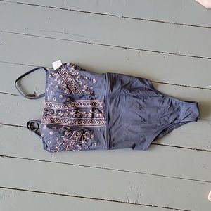 Embroidered one piece swimsuit